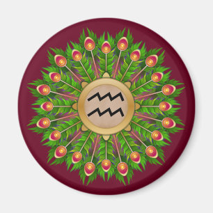 Imã Peacock Feather Wreath Zodiodal - Sinal Aquarius