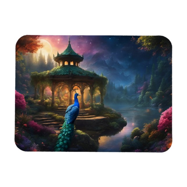 Ímã Peacock no Garden Gazebo (Horizontal)