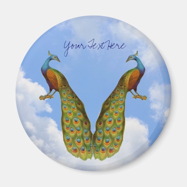 Imã Peacock Pair Animal Magnet (Frente)
