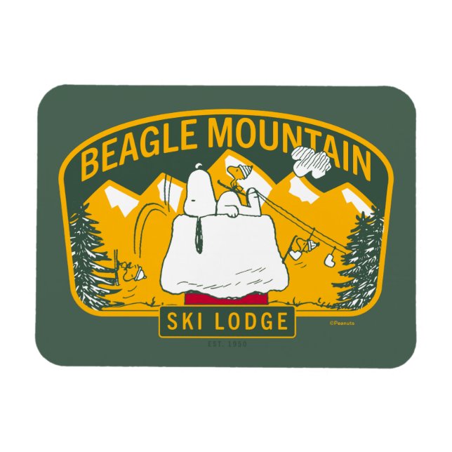 Ímã Peanuts | Beagle Mountain Ski Lodge (Horizontal)