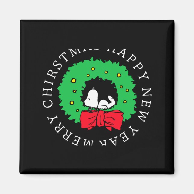 Imã Peanuts Christmas Wreath  (Frente)