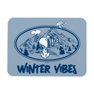 Ímã Peanuts Snoopy & Woodstock Skiing