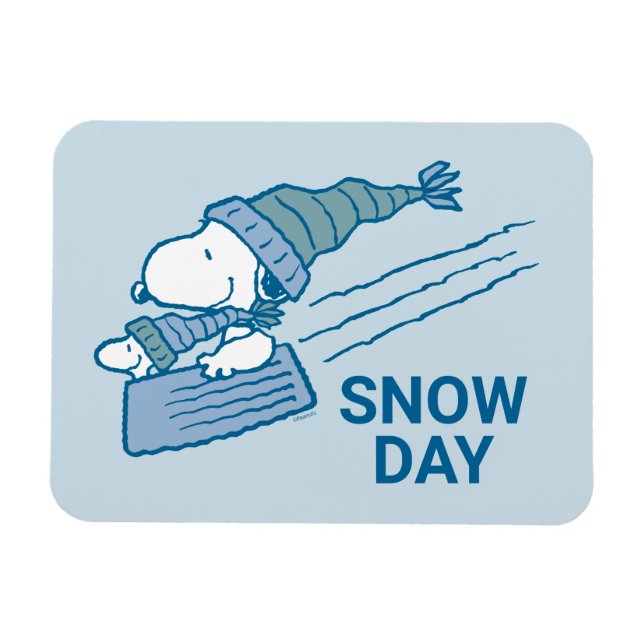 Ímã Peanuts | Snoopy & Woodstock Sledding (Horizontal)