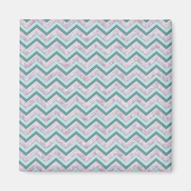 Imã Pearl Floral Teal ZigZag Padrão (Frente)