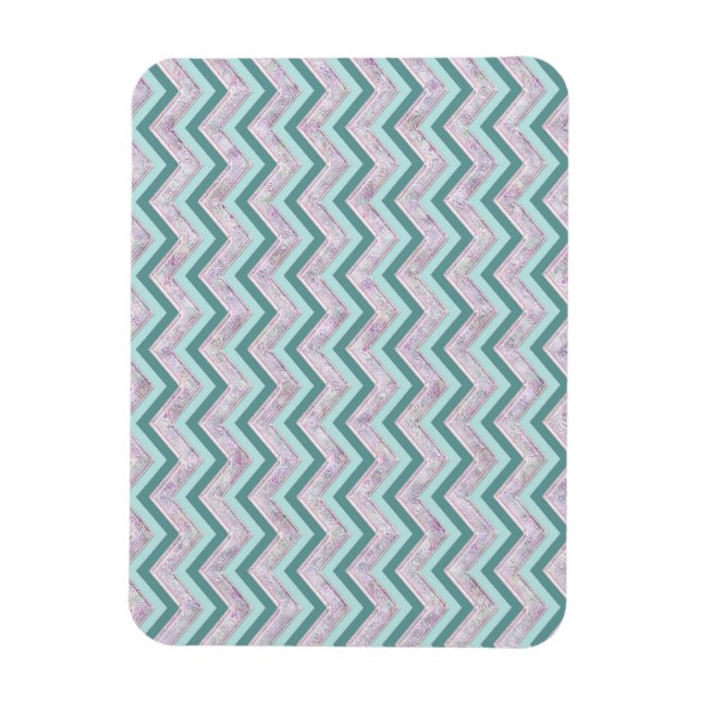 Ímã Pearl Floral Teal ZigZag Padrão (Vertical)