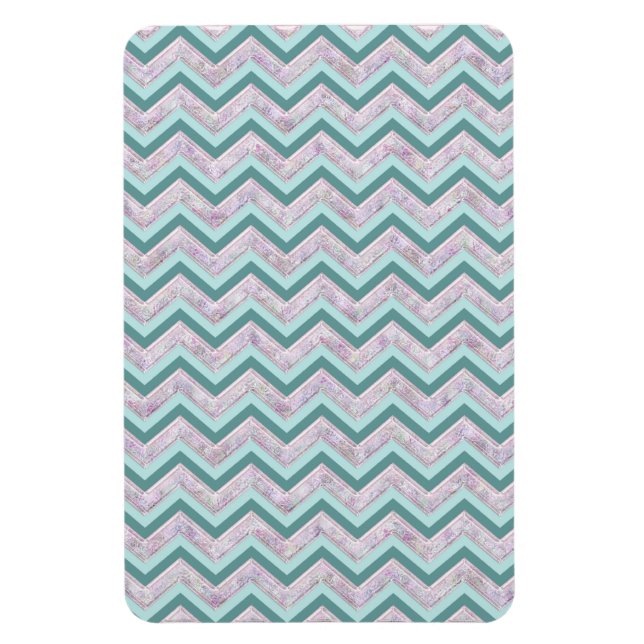 Ímã Pearl Floral Teal ZigZag Padrão (Vertical)