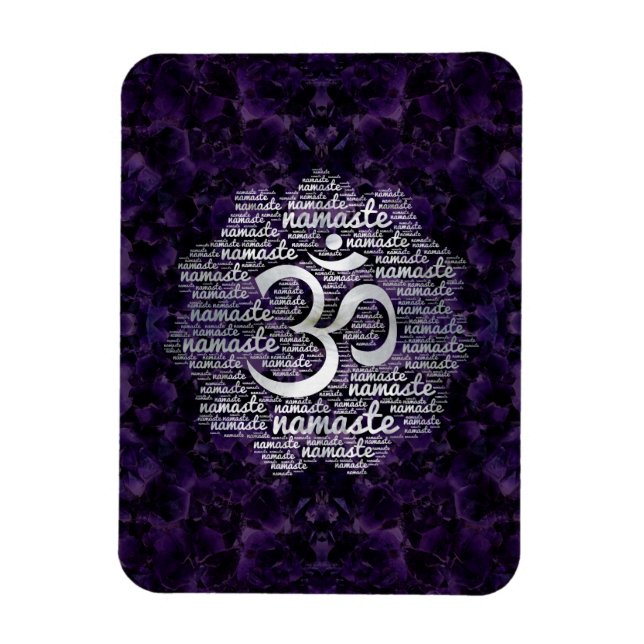 Ímã Pearl Namaste Word Art no Lotus com símbolo OM (Vertical)