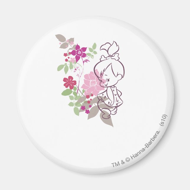 Imã PEBBLES™ Uma Cutie Nas Flores (Frente)