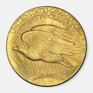 Imã Peça de Ouro Águia Americana de 20 Dólares