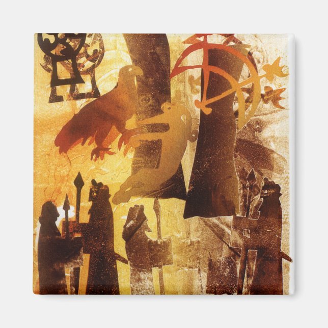 Imã Pedra de relógio e símbolos (Frente)