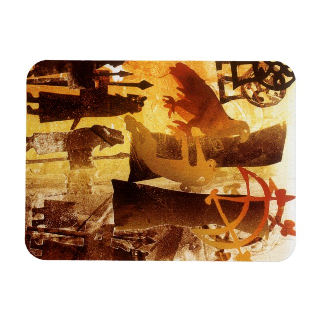 Ímã Pedra de relógio e símbolos (Horizontal)