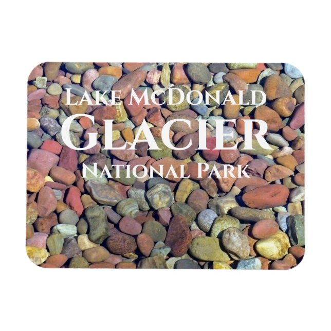 Ímã Pedras Suaves no Lago Água McDonald, Glacier NP (Horizontal)