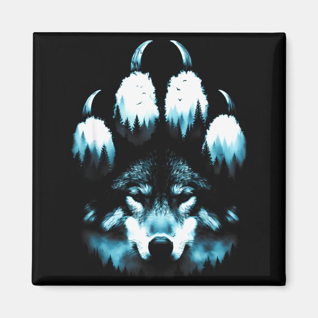 Imã Pegada Animais Amantes de Lobos Lobo Uivando Em Th (Frente)