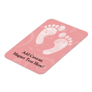 Ímã Pegadas de Bebê Rosa/Branco