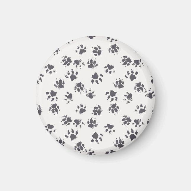 Imã Pegadas De Pata: Cachorro Monocromo Sem Costura. (Frente)