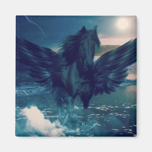 Imã Pegasus preto que emerge do mar