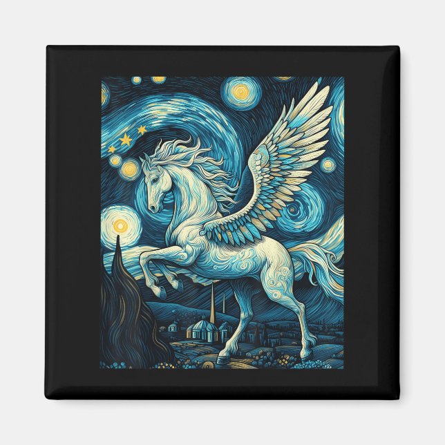 Imã Pegasus Sob O Gráfico De Arte Da Noite Estrelada (Frente)