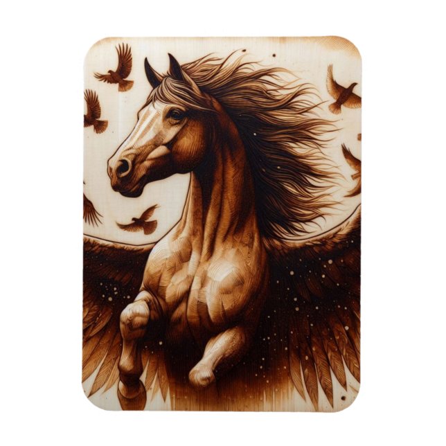 Ímã Pegaus Sepia com Aves (Vertical)