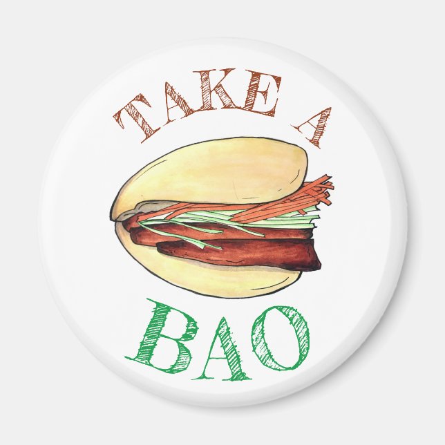 Imã PEGUE UMA Comida BAO BAO Bun Chinês de Taiwan (Frente)