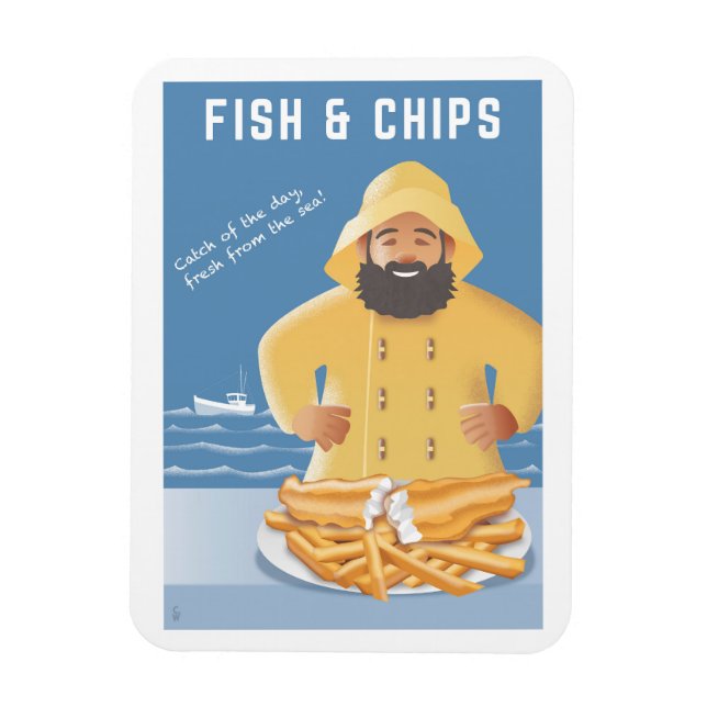 Ímã Peixe e Batatas Fritas (Vertical)