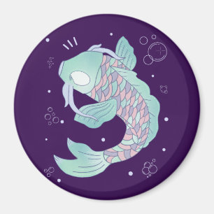 Imã Peixe Koi Pastel Arte Folclórica Subaquática Cap