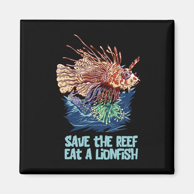 Imã Peixe-Leão Salva O Recife Coma Leão Engraçado Fofo (Frente)