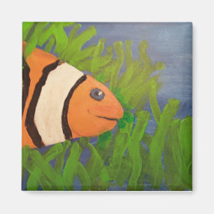 Imã peixe palhaço no ímã de pintura de cenas d'águ