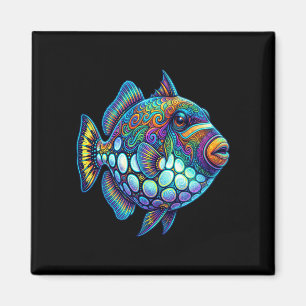 Imã Peixe-porco-palhaço colorido arte abstrata oceânic