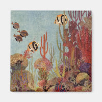 Peixes Angélicos em Coral, Peixes Tropicais Vintag