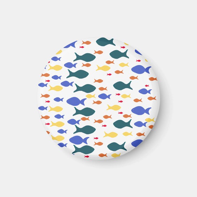 Imã Peixes ColoridosPequeno, Ímã Redonda De 3,2 Cm (Frente)