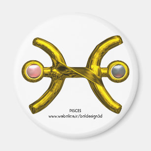 Imã PEIXES Dourado Sinal de Aniversário Zodiac,Pérol
