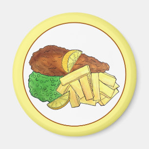 Imã Peixes e Chips - Comida do restaurante britânico P