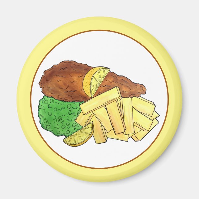 Imã Peixes e Chips - Comida do restaurante britânico P (Frente)