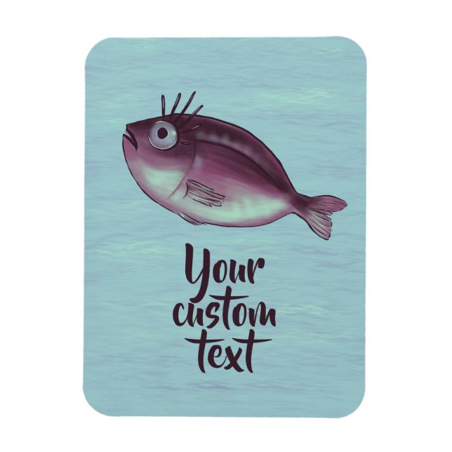 Ímã Peixes Engraçados Com Eyelashes Rico Texto Persona (Vertical)