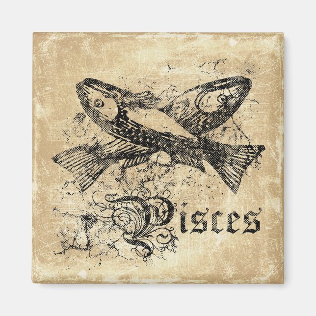 Imã Peixes Vintage Zodiac (Frente)
