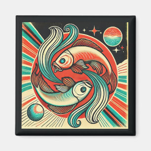 Imã Peixes Zodiac Magnet Retro Design