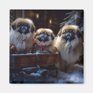 Imã Pekingese Christmas Fesason Season