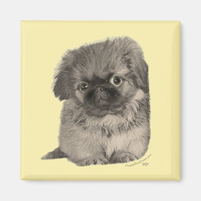 Imã Pekingese Puppy Amarelo (Frente)