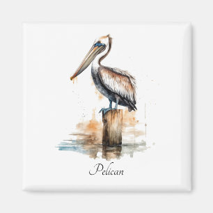 Imã Pelican parado sobre um poste