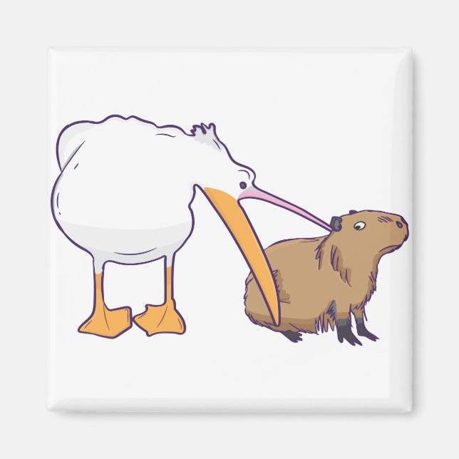 Imã Pelican tenta comer Capybara Funny Cute Kawaii (Frente)