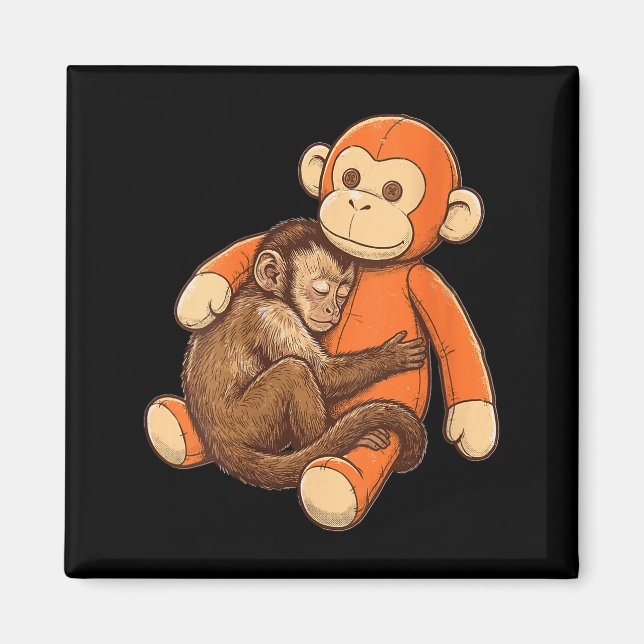Imã Pelúcia engraçada de macaco abraçando para mulhere (Frente)