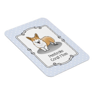 Ímã Pembroke Welsh Corgi Mãe (vermelha 1) Cachorro Mãe
