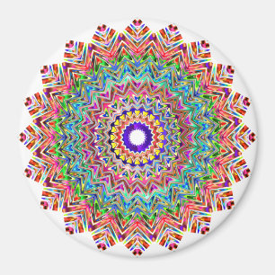 Imã Pena rosa Colorida Mandala Boho Circle Magnet