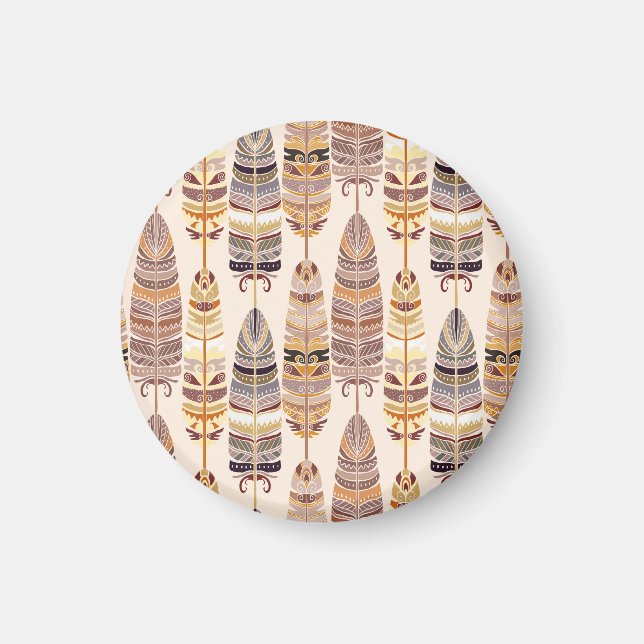Imã Penas de Boho: Padrão Tribal Sem Costura (Frente)
