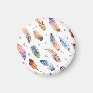 Imã Penas Desenhadas à Mão: Padrão de Fundo Branco