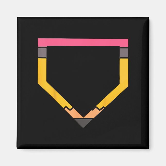 Imã Pencil Home Plate Baseball Lovers Boys Kids Back T (Frente)