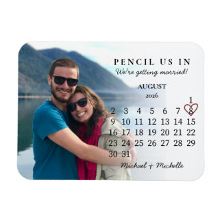 Ímã Pencil Us In Save the Date August 2026 Calendar
