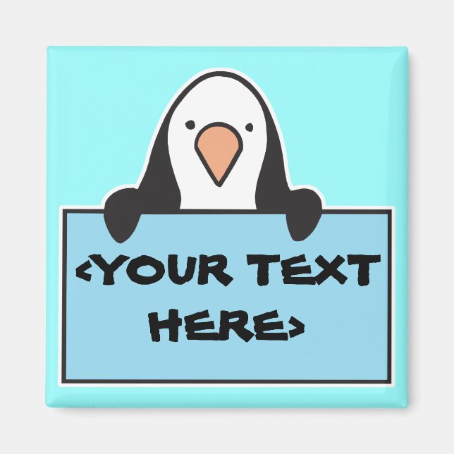 IMÃ PENGUIM FOFO COM LETREIRO PERSONALIZADO, <YOUR TEX (Frente)