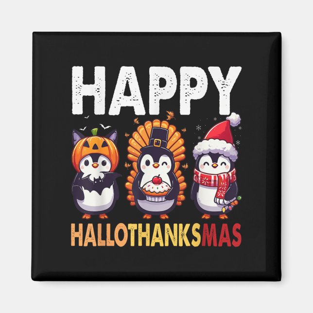 Imã Penguin Christmas Halloween Costume Happy Hallotha (Frente)