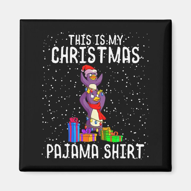 Imã Penguin Christmas Pajama Shirt Penguin Lover Gift  (Frente)